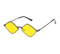 HPIRME Kleine Rauten-Sonnenbrille Damen Shades Metallrahmen Ocean Color Mirror Retro Black Retro Alloy Sonnenbrille, 9, Einheitsgröße