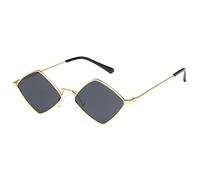 HPIRME Kleine Rauten-Sonnenbrille Damen Shades Metallrahmen Ocean Color Mirror Retro Black Retro Alloy Sonnenbrillen, 3, Einheitsgröße