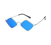 HPIRME Kleine Rauten-Sonnenbrille Damen Shades Metallrahmen Ocean Color Mirror Retro Black Retro Alloy Sonnenbrillen, 10, Einheitsgröße