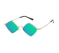 HPIRME Kleine Rauten-Sonnenbrille Damen Shades Metallrahmen Ocean Color Mirror Retro Black Retro Alloy Sonnenbrillen, 11, Einheitsgröße