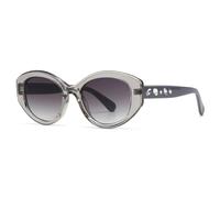 HPIRME Luxuriöse Damen-Sonnenbrille, oval, UV-Schutz, kleine Größe, verspiegelt, UV400 (Grau)