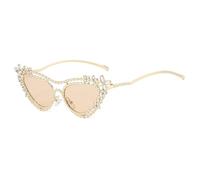 HPIRME Luxuriöse Doppelsteg-Cat-Eye-Sonnenbrille für Damen und Herren, UV400 (Golden Champagner)