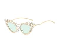 HPIRME Luxuriöse Doppelsteg-Cat-Eye-Sonnenbrille für Damen und Herren, UV400 (goldgrün)