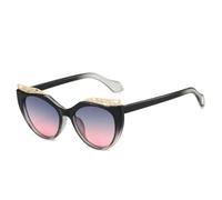 HPIRME Luxuriöse, farblich abgestimmte Cat-Eye-Sonnenbrille für Damen mit Hohlrahmen, UV400 (schwarz, grau, rosa)
