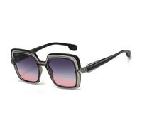 HPIRME Luxuriöse, farblich abgestimmte, farbenfrohe Verlaufsbrille für Damen und Herren im Retro-Stil mit UV-Schutz 400 (schwarz, grau, rosa)