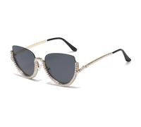 HPIRME Luxuriöse Halbrahmenbrille aus Metall, Brille im Retro-Stil, Punk-Stil (BY3749-C1)
