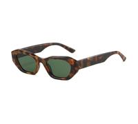 HPIRME Luxuriöse rechteckige Sonnenbrille mit Retro-Print für Damen und Herren, UV400 (Leopardengrün)