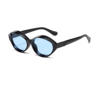 HPIRME Luxuriöse runde Brille im Vintage-Punk-Stil, UV400, für den Außenbereich, Fahrmode für Männer und Frauen (Schwarz-Blau)