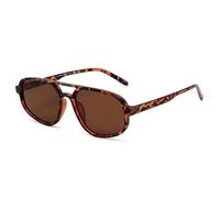 HPIRME Modische Damen-Brille mit Doppelsteg, UV400-Schutz, für Herren (Leoparden-Tee)