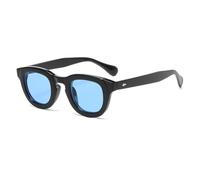 HPIRME Modische Damen-Sonnenbrille im Retro-Stil, mehrfarbig, ovaler Rahmen, dicker Rahmen, für Herren (schwarz blau)
