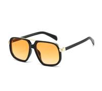 HPIRME Modische Doppelstegbrille für Damen, Retro, Farbverlauf, UV400, für Herren, Outdoor (Schwarz/Orange)