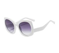 HPIRME Modische, farblich abgestimmte Sonnenbrille für Damen, Farbverlauf, Cat-Eye-Stil, großer Rahmen, UV400 (weiß-grau)