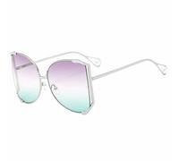 HPIRME Modische, luxuriöse Punk-Brille mit durchbrochenem Metallrahmen für Damen und Herren, UV400 (Silber, Lila, Grün)