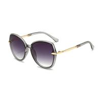 HPIRME Modische, ovale Vintage-Sonnenbrille für Damen und Herren mit Farbverlauf, Punk-Stil, großer Rahmen, UV400 (Grau-Grau)