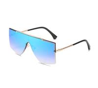 HPIRME Modische Punk-Brille für Damen und Herren, luxuriöse Vintage-Sonnenbrille für Damen, Outdoor-Fahrbrille UV400 (Schwarz/Blau)