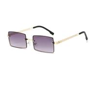 HPIRME Modische randlose Brille für Damen, rechteckig, Farbverlauf, UV400 (Gold-Grau)