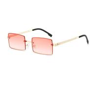 HPIRME Modische randlose Brille für Damen, rechteckig, Farbverlauf, UV400 (Gold-Pink)