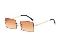 HPIRME Modische randlose Brille für Damen, rechteckig, Farbverlauf, UV400 (Goldbraun)