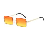 HPIRME Modische randlose Brille für Damen, rechteckig, weibliche Farbverlaufsgläser, UV400 (Gold-Orange)