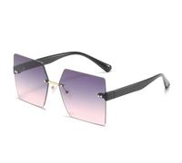 HPIRME Modische randlose Brille für Damen und Herren, Outdoor-Autofahren, UV-Schutz 400 (Schwarz, Grau, Rosa)