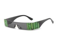 HPIRME Modische randlose Damen-Vintage-Brille, kleine Brille, flache Oberseite, rechteckig (C1 Schwarz)