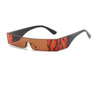 HPIRME Modische randlose Damen-Vintage-Brille, kleine Brille, flache Oberseite, rechteckig (C2 Braun)