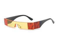 HPIRME Modische randlose Damen-Vintage-Brille, kleine Brille, flache Oberseite, rechteckig (C4 Gelb)