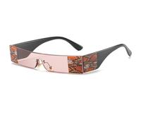 HPIRME Modische randlose Damen-Vintage-Brille, kleine Brille, flache Oberseite, rechteckig (C5 Pink)