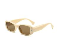 HPIRME Modische rechteckige Brille für Damen, Punk-Nieten, Farbverlauf, UV400, für Herren, Retro (Beige Tee)
