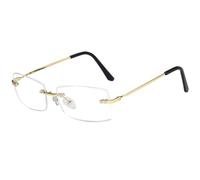 HPIRME Modische rechteckige randlose Damenbrille mit Metallbügeln, Luxus-UV400-Sonnenschutz (Gold/Klar)