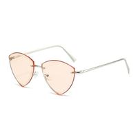 HPIRME Modische Retro-Brille für Damen und Herren, luxuriös, rahmenlos, Metall, dreieckig, UV-Schutz 400 (Silber-Orange)