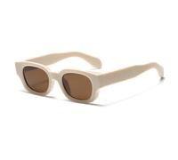 HPIRME Modische Retro-Brille für Herren und Damen, rechteckig, luxuriös, dicker Rahmen, Vintage, UV400 (Beige-Braun)