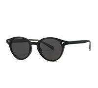 HPIRME Modische runde Punk-Sonnenbrille für Damen und Herren im Retro-Stil mit Nieten, UV-Schutz 400 (Schwarz/Grau)