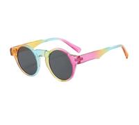 HPIRME Modische runde Sonnenbrille UV400 Retro Punk Sonnenbrille für Damen und Herren (Blumenmuster - Schwarz)