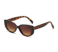 HPIRME Modische, schmale Brille für Damen und Herren, Vintage-Sonnenbrille für Autofahrerinnen, UV-Schutz 400 (Leopard Tea)