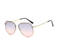 HPIRME Modische Sonnenbrille für Damen und Herren, Retro-Doppelsteg, Metallrahmen, UV-Schutz 400 (Gold, Grau, Rosa)