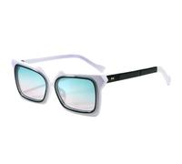 HPIRME Modische übergroße Sonnenbrille mit Nieten, UV400, Farbverlauf, für Herren und Damen, Vintage, leicht (C3 Weiß)