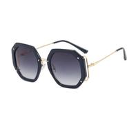 HPIRME Modische, übergroße, unregelmäßige Brille mit Metallnieten für Damen und Herren, Luxusbrille, Fahrbrille UV400 (Dunkelblau-Grau)