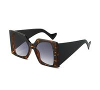 HPIRME Modische, übergroße, zweifarbige Damen-Sonnenbrille im Retro-Stil mit Farbverlauf, UV400-Schutz für Herren (Leopardenmuster, Schwarz, Grau)