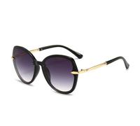 HPIRME Modische Vintage-Luxus-Sonnenbrille im ovalen Design für Damen und Herren, Farbverlauf, Punk-Stil, großer Rahmen, UV400 (Schwarz-Grau)