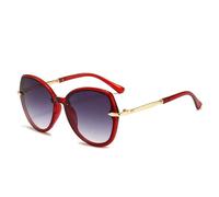 HPIRME Modische Vintage-Luxus-Sonnenbrille im ovalen Design für Damen und Herren, Farbverlauf, Punk-Stil, großer Rahmen, UV400 (Rot-Grau)