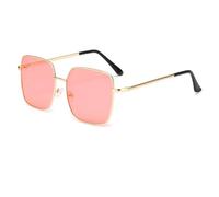 HPIRME Modische Vintage-Sonnenbrille mit Metallgläsern für Damen und Herren (Gold/Rosa)