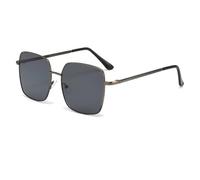 HPIRME Modische Vintage-Sonnenbrille mit Metallgläsern für Damen und Herren (Gun Grey)