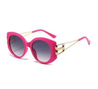 HPIRME Ovale Damen-Sonnenbrille, modischer Retro-Stil, Outdoor-Brille, trendiger Luxus-Metallrahmen (KSH18047-C3)