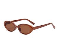 HPIRME Ovale Vintage-Sonnenbrille für Frauen, Retro-Sonnenbrille, weiblich, kleiner Rahmen, Spiegel, klar, schwarz, braun, Einheitsgröße
