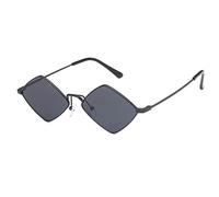 HPIRME Polygon Damen-Sonnenbrille, unregelmäßig, Vintage, kleiner Rahmen, Rhombus, Damen-Sonnenbrille, Retro-Legierung, Brillen, Schwarz, Schwarz, Grau, Einheitsgröße