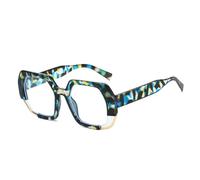 HPIRME Polygon Sonnenbrille Damen Modische Farbverlaufsgläser UV400 Herren Klare Gläser Rahmen (Blaues Muster klar)