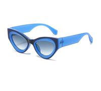 HPIRME Punk-Brille mit dickem Rahmen, für Damen und Herren, Farbverlauf, Vintage, UV400-Schutz (Schwarz-Blau-Blau)