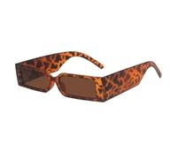 HPIRME Punkige, kleine rechteckige Trendbrille für Damen und Herren, Hip-Hop-Stil, UV400 (Leopardenbraun)