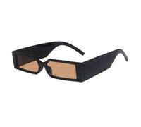 HPIRME Punkige, kleine rechteckige Trendbrille für Damen und Herren, Hip-Hop-Stil, UV400 (Schwarztee)
